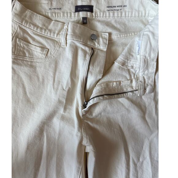 DL1961 Hepburn Wide Leg High Rise Vintage 33” in Eggshell Size 30 - Picture 11 of 12